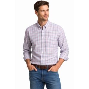 Peter Millar Men's Plaid Button Down Shirt Blue Red Pink Cotton Long Sleeve